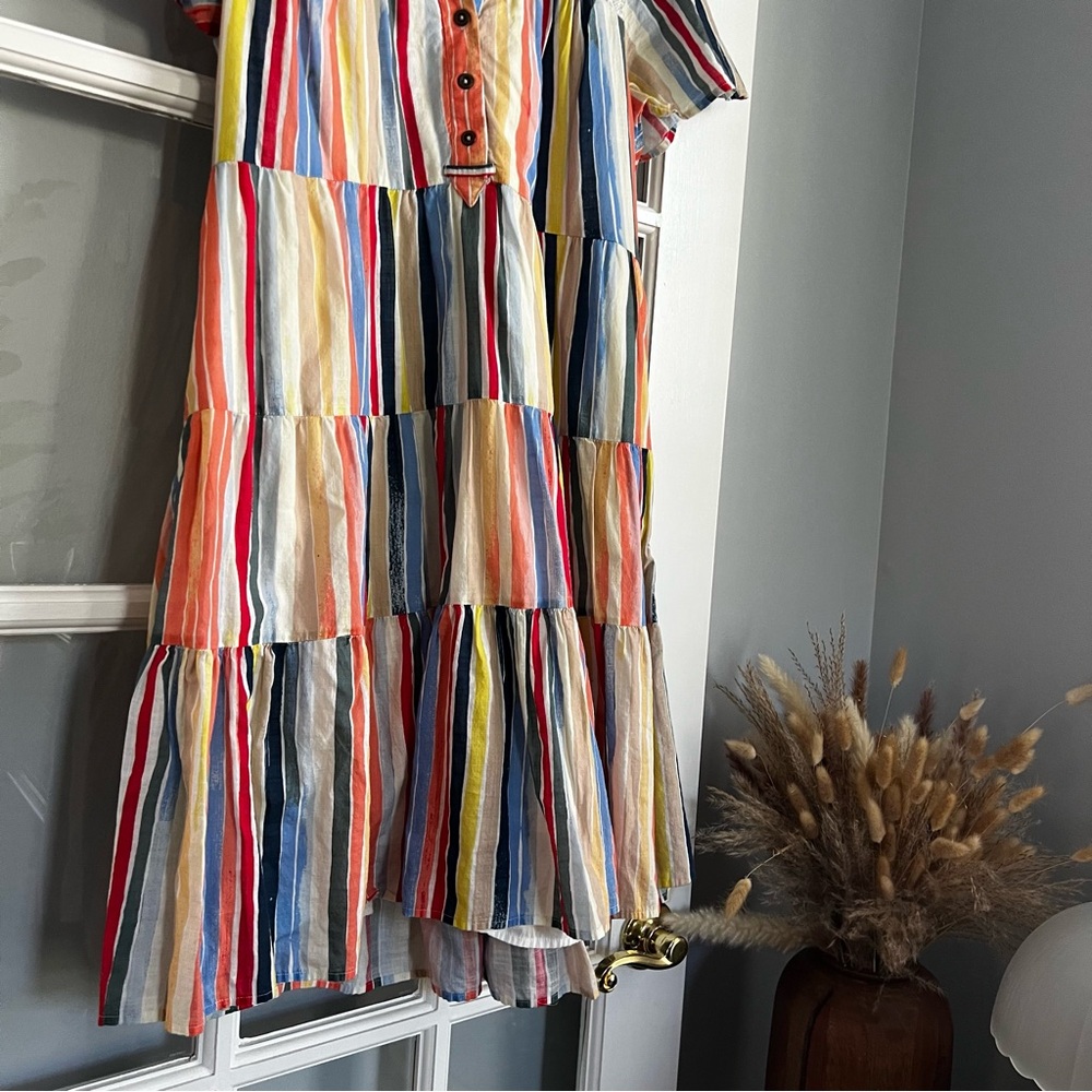 Anthropologie Georgina Tiered Shirtdress Rainbow Stripe - Picture 6 of 7